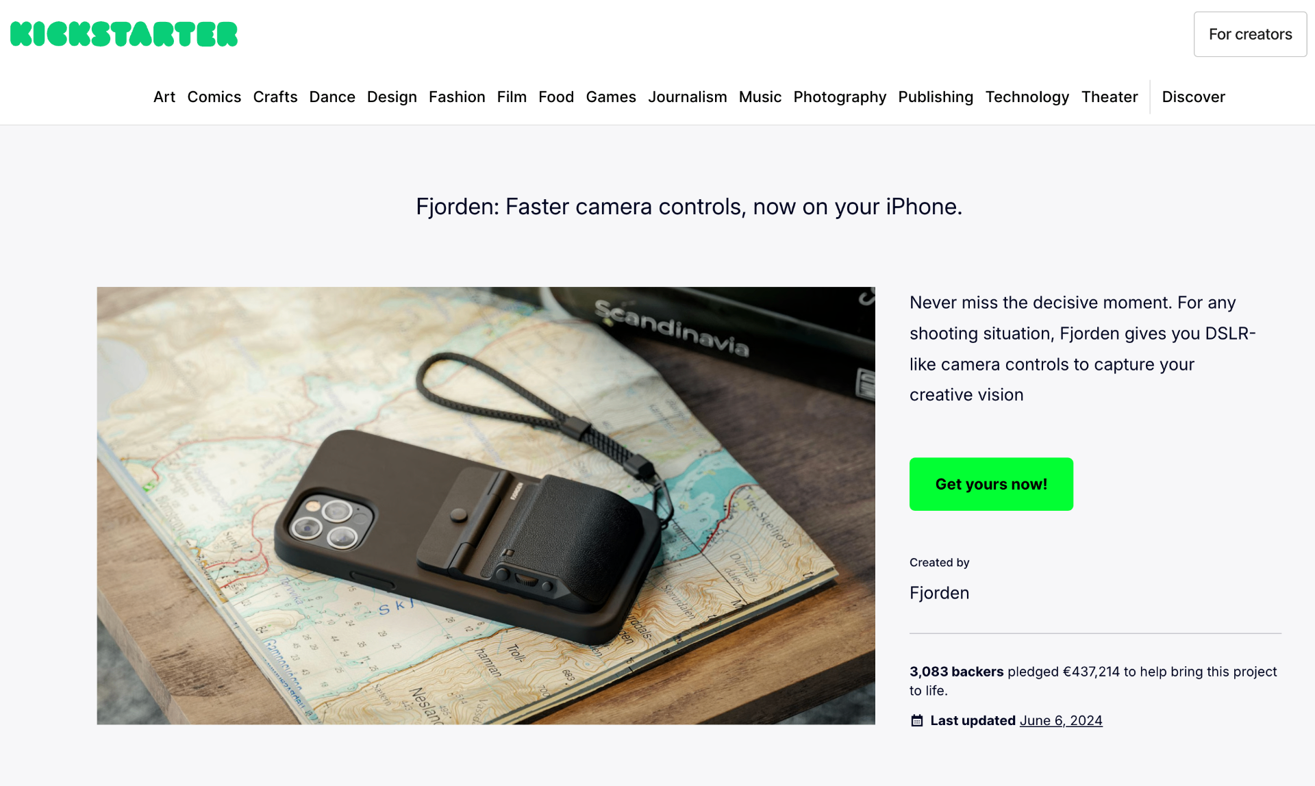 Fjorden — Kickstarter that 21×'d its goal